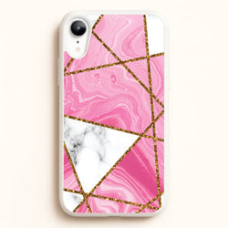 Pink Marble And Gold Collage  - Marble Phone Case for iPhone XR