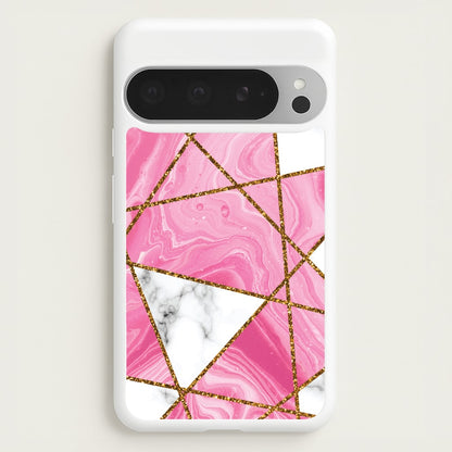 Pink Marble And Gold Collage  - Marble Phone Case for Google Pixel 9 Pro XL
