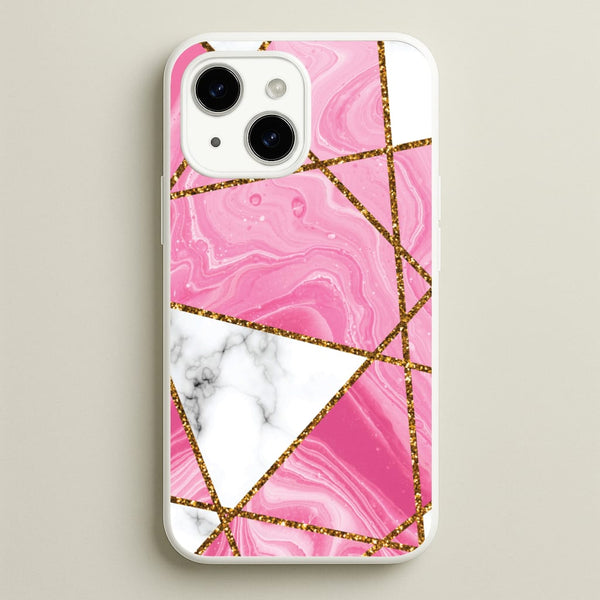 Pink Marble And Gold Collage  - Marble Phone Case for iPhone 15