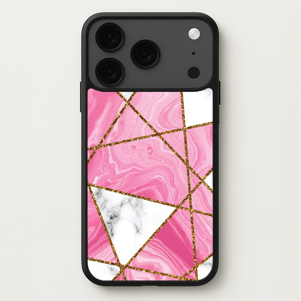 Pink Marble And Gold Collage Phone Case for iPhone 17 Pro Max