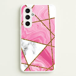 Pink Marble And Gold Collage  - Marble Phone Case for Galaxy A14