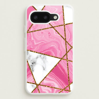 Pink Marble And Gold Collage  - Marble Phone Case for Google Pixel 9a