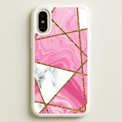 Pink Marble And Gold Collage  - Marble Phone Case for iPhone X / XS
