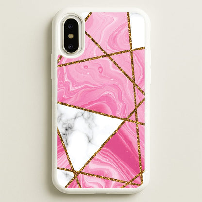 Pink Marble And Gold Collage  - Marble Phone Case for iPhone X / XS