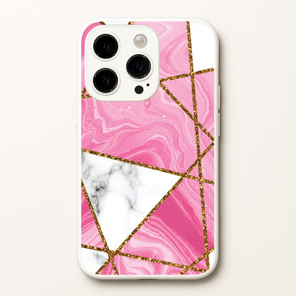 Pink Marble And Gold Collage  - Marble Phone Case for iPhone 14 Pro