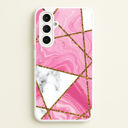 Pink Marble And Gold Collage  - Marble Phone Case for Galaxy A16