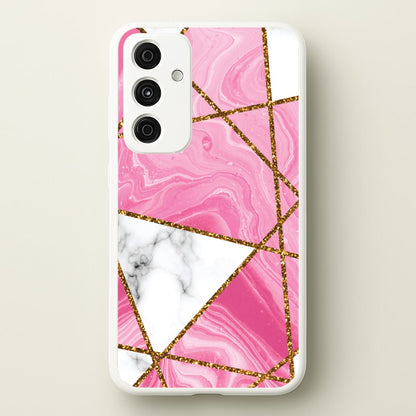 Pink Marble And Gold Collage  - Marble Phone Case for Galaxy A55