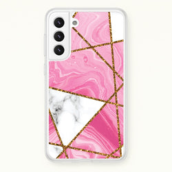 Pink Marble And Gold Collage  - Marble Phone Case for Galaxy S22 Plus