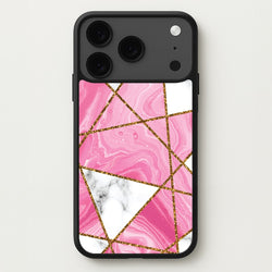 Pink Marble And Gold Collage Phone Case for iPhone 17 Pro