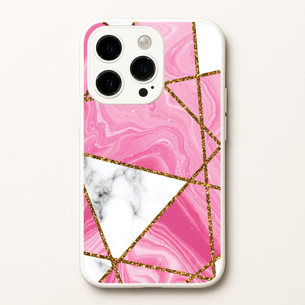 Pink Marble And Gold Collage  - Marble Phone Case for iPhone 14 Pro Max