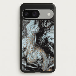 Black And Gold Cloudy Marble  - Marble Phone Case for Google Pixel 9 / 9 Pro