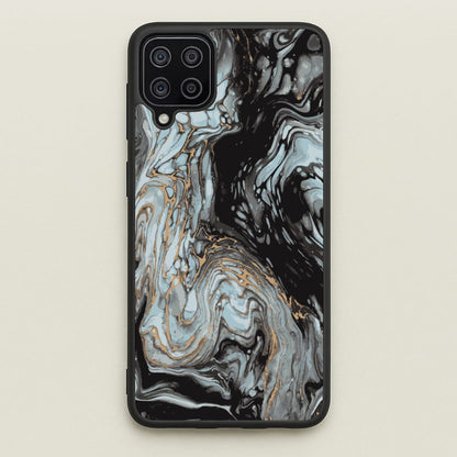 Black And Gold Cloudy Marble  - Marble Phone Case for Galaxy A12
