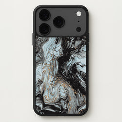 Black And Gold Cloudy Marble Phone Case for iPhone 17 Pro Max