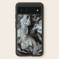 Black And Gold Cloudy Marble  - Marble Phone Case for Google Pixel 6