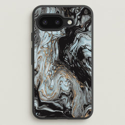 Black And Gold Cloudy Marble  - Marble Phone Case for Google Pixel 9a