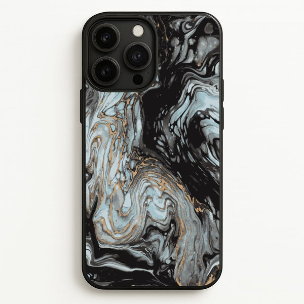 Black And Gold Cloudy Marble  - Marble Phone Case for iPhone 13 Pro Max