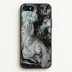 Black And Gold Cloudy Marble  - Marble Phone Case for iPhone 5 / 5s / SE 2016