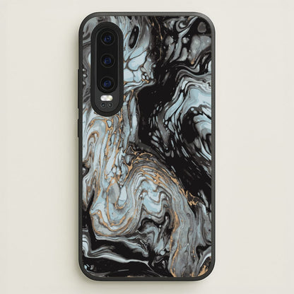 Black And Gold Cloudy Marble  - Marble Phone Case for Huawei P30