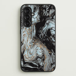 Black And Gold Cloudy Marble  - Marble Phone Case for Galaxy A16