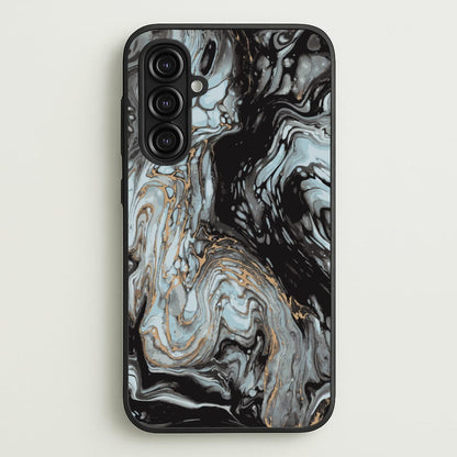 Black And Gold Cloudy Marble  - Marble Phone Case for Galaxy A16