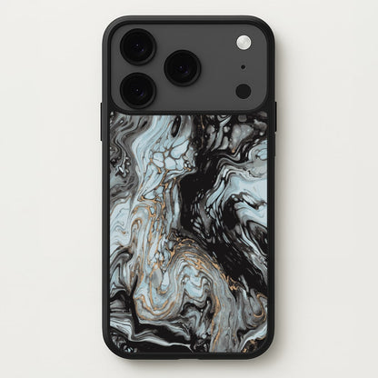 Black And Gold Cloudy Marble Phone Case for iPhone 17 Pro Max