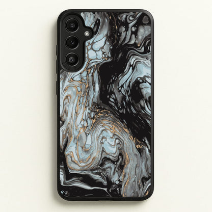 Black And Gold Cloudy Marble  - Marble Phone Case for Galaxy A34