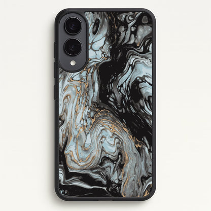 Black And Gold Cloudy Marble  - Marble Phone Case for Galaxy S25 Edge