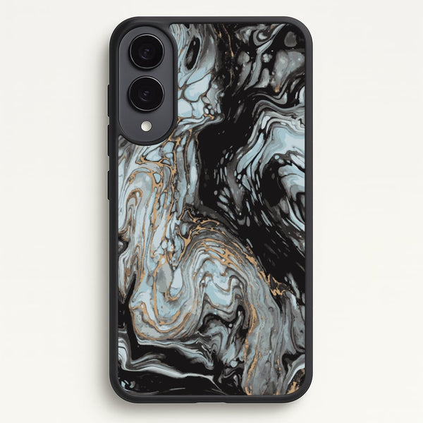 Black And Gold Cloudy Marble  - Marble Phone Case for Galaxy S25 Edge