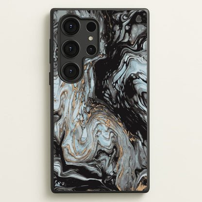 Black And Gold Cloudy Marble  - Marble Phone Case for Galaxy S25 Ultra