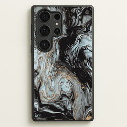Black And Gold Cloudy Marble  - Marble Phone Case for Galaxy S25 Ultra