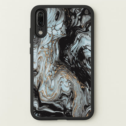 Black And Gold Cloudy Marble  - Marble Phone Case for Huawei P20