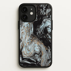 Black And Gold Cloudy Marble  - Marble Phone Case for iPhone 11