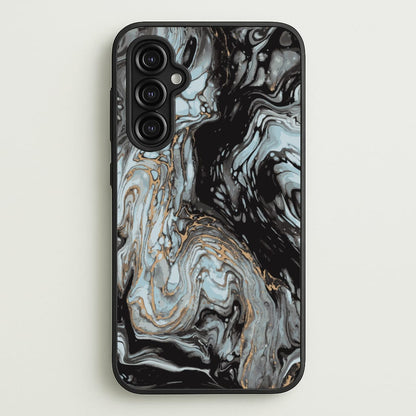 Black And Gold Cloudy Marble  - Marble Phone Case for Galaxy A14