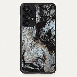 Black And Gold Cloudy Marble  - Marble Phone Case for Galaxy A53