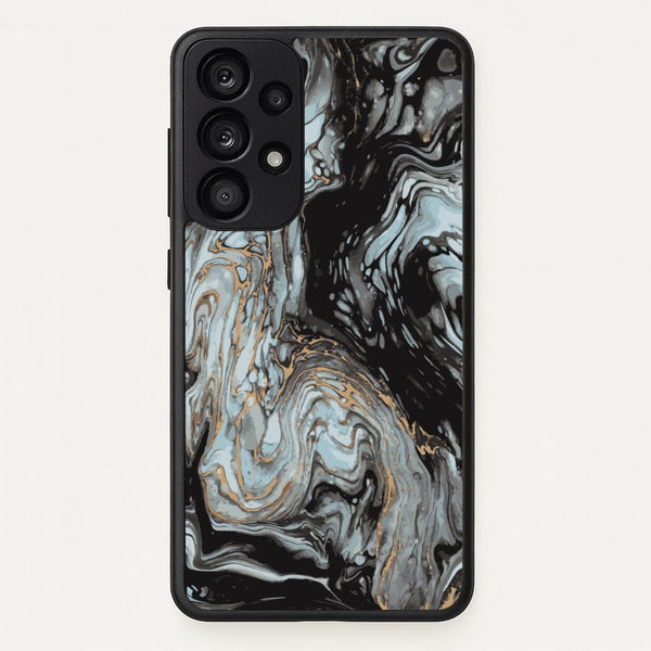 Black And Gold Cloudy Marble  - Marble Phone Case for Galaxy A53