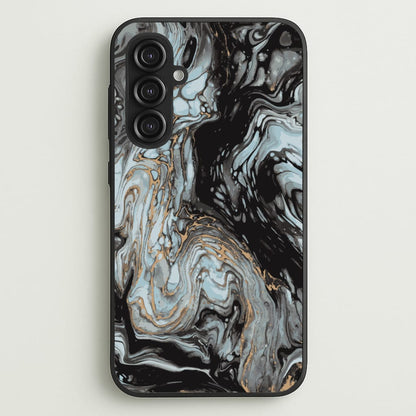 Black And Gold Cloudy Marble  - Marble Phone Case for Galaxy S23FE