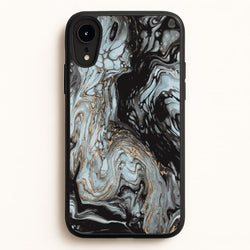 Black And Gold Cloudy Marble  - Marble Phone Case for iPhone XR