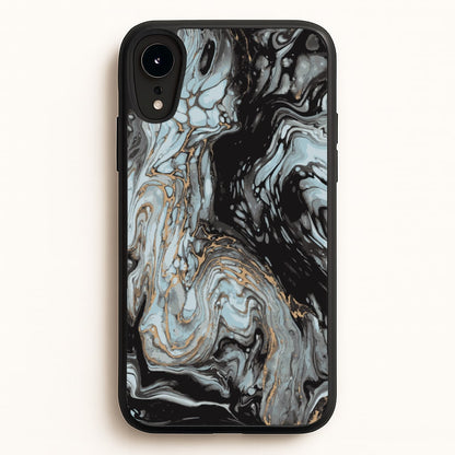 Black And Gold Cloudy Marble  - Marble Phone Case for iPhone XR