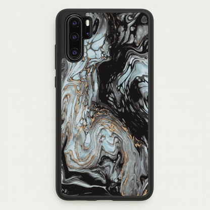 Black And Gold Cloudy Marble  - Marble Phone Case for Huawei P30 Pro
