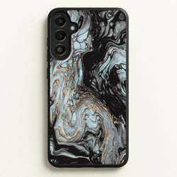 Black And Gold Cloudy Marble  - Marble Phone Case for Galaxy A36