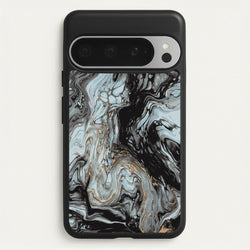 Black And Gold Cloudy Marble  - Marble Phone Case for Google Pixel 9 Pro XL