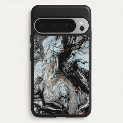 Black And Gold Cloudy Marble  - Marble Phone Case for Google Pixel 9 Pro XL