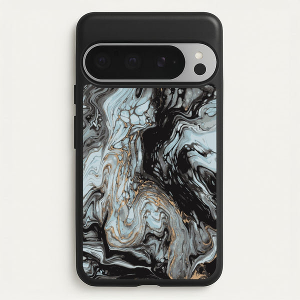 Black And Gold Cloudy Marble  - Marble Phone Case for Google Pixel 9 Pro XL