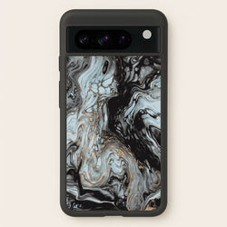 Black And Gold Cloudy Marble  - Marble Phone Case for Google Pixel 8 Pro