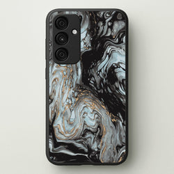 Black And Gold Cloudy Marble  - Marble Phone Case for Galaxy A15