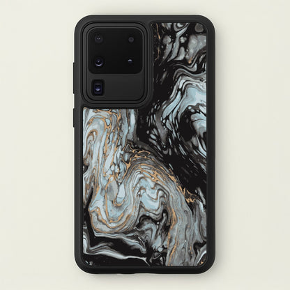 Black And Gold Cloudy Marble  - Marble Phone Case for Galaxy S20 Ultra