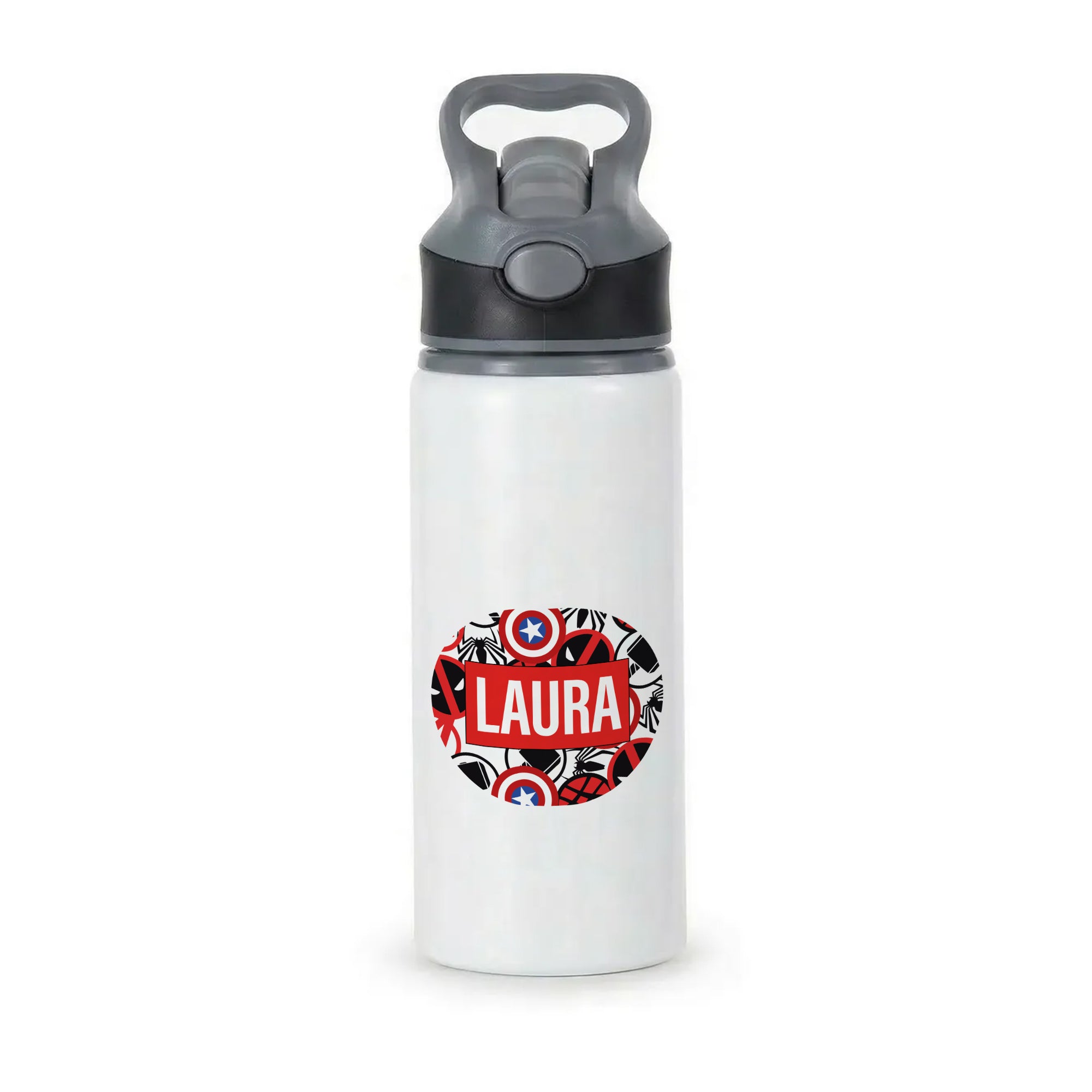 Collage - Personalised Superhero Comic Active Water Bottle - Black