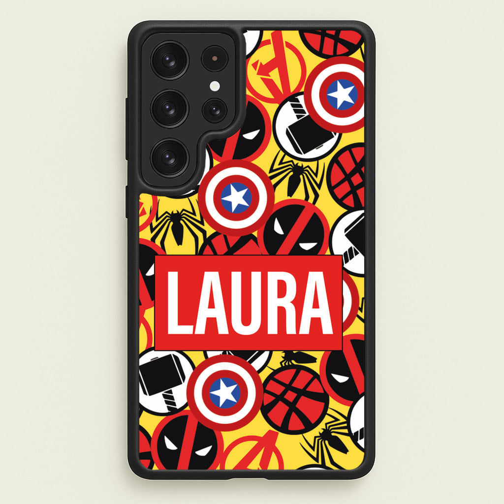 Collage - Personalised Superhero Comic  - Marvel Phone Case for Galaxy S23 Ultra