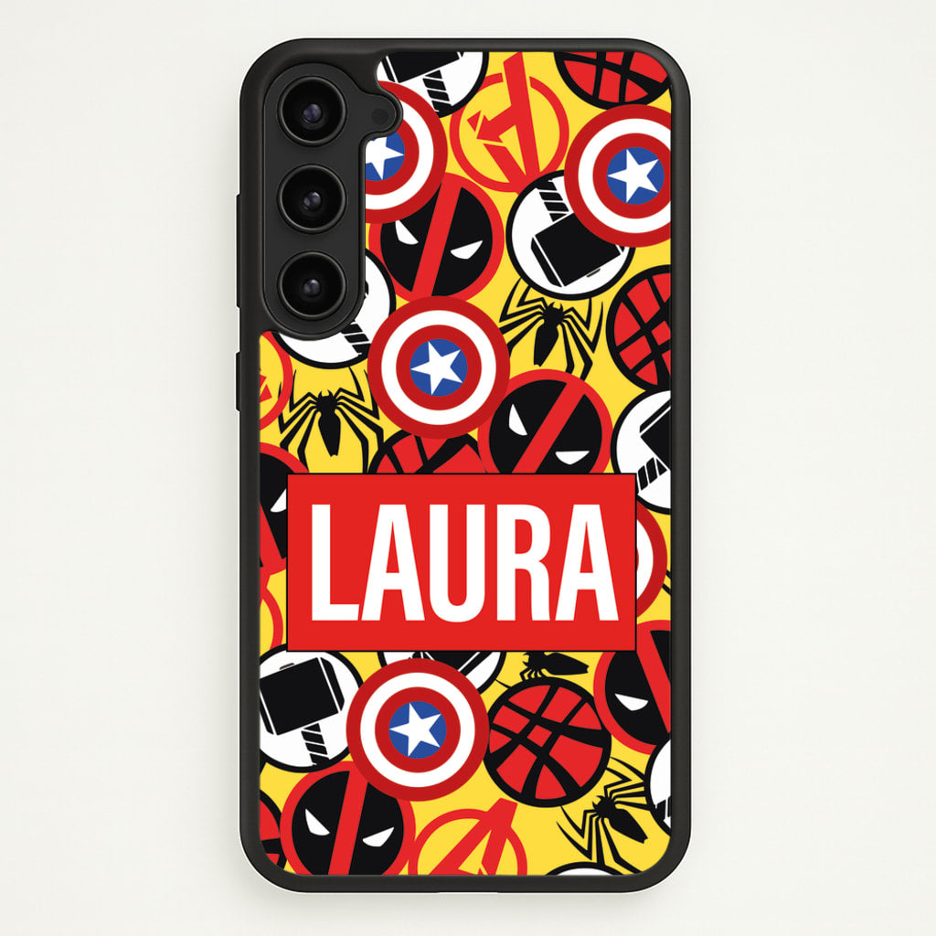 Collage - Personalised Superhero Comic  - Marvel Phone Case for Galaxy S23