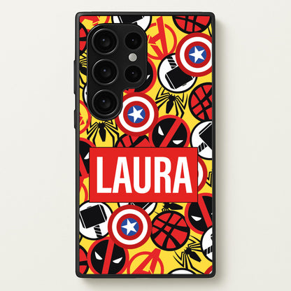 Collage - Personalised Superhero Comic  - Marvel Phone Case for Galaxy S24 Ultra